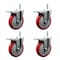 Service Caster 5 Inch Red Polyurethane Swivel 34 Inch Threaded Stem Caster Set with Total Lock Brake SCC-TSTTL20S514-PPUB-RED-34212-4 - alternate 1
